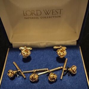 Lord West Imperial  Knot Cufflinks and Stud Sets Gold Tone